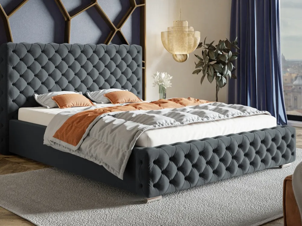 Łóżka Młodzieżowe|Łóżka Z Zagłówkiem>Riban Łóżko tapicerowane 140x200 cm QUINTE szare