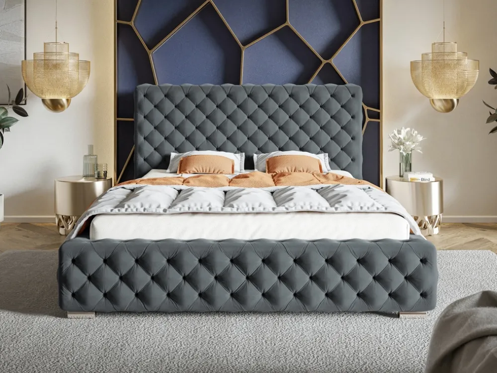 Łóżka Młodzieżowe|Łóżka Z Zagłówkiem>Riban Łóżko tapicerowane 140x200 cm QUINTE szare