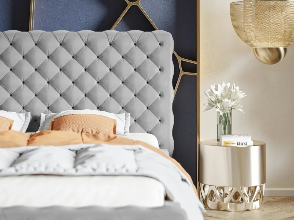 Łóżka Młodzieżowe|Łóżka Z Zagłówkiem>Riban Łóżko tapicerowane 140x200 cm QUINTE szare