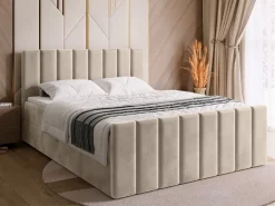 Łóżka Małżeńskie|Łóżka Ze Stelażem>BROMARKT Łóżko tapicerowane 160x200 cm z pojemnikiem DENVER DUO beż