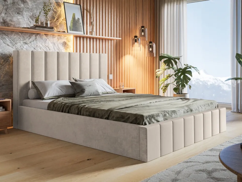 Meble Dla Dzieci|Meble Młodzieżowe>Riban Łóżko tapicerowane 120x200 cm ze stelażem i pojemnikiem PASOT