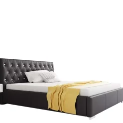 Łóżka Młodzieżowe|Łóżka Z Zagłówkiem>Gruszka Łóżko tapicerowane 160x200 czarne RYGA