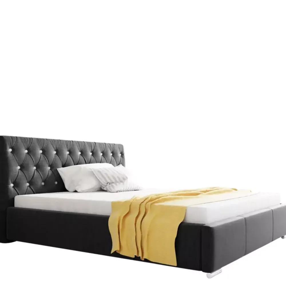 Łóżka Młodzieżowe|Łóżka Z Zagłówkiem>Gruszka Łóżko tapicerowane 160x200 czarne RYGA