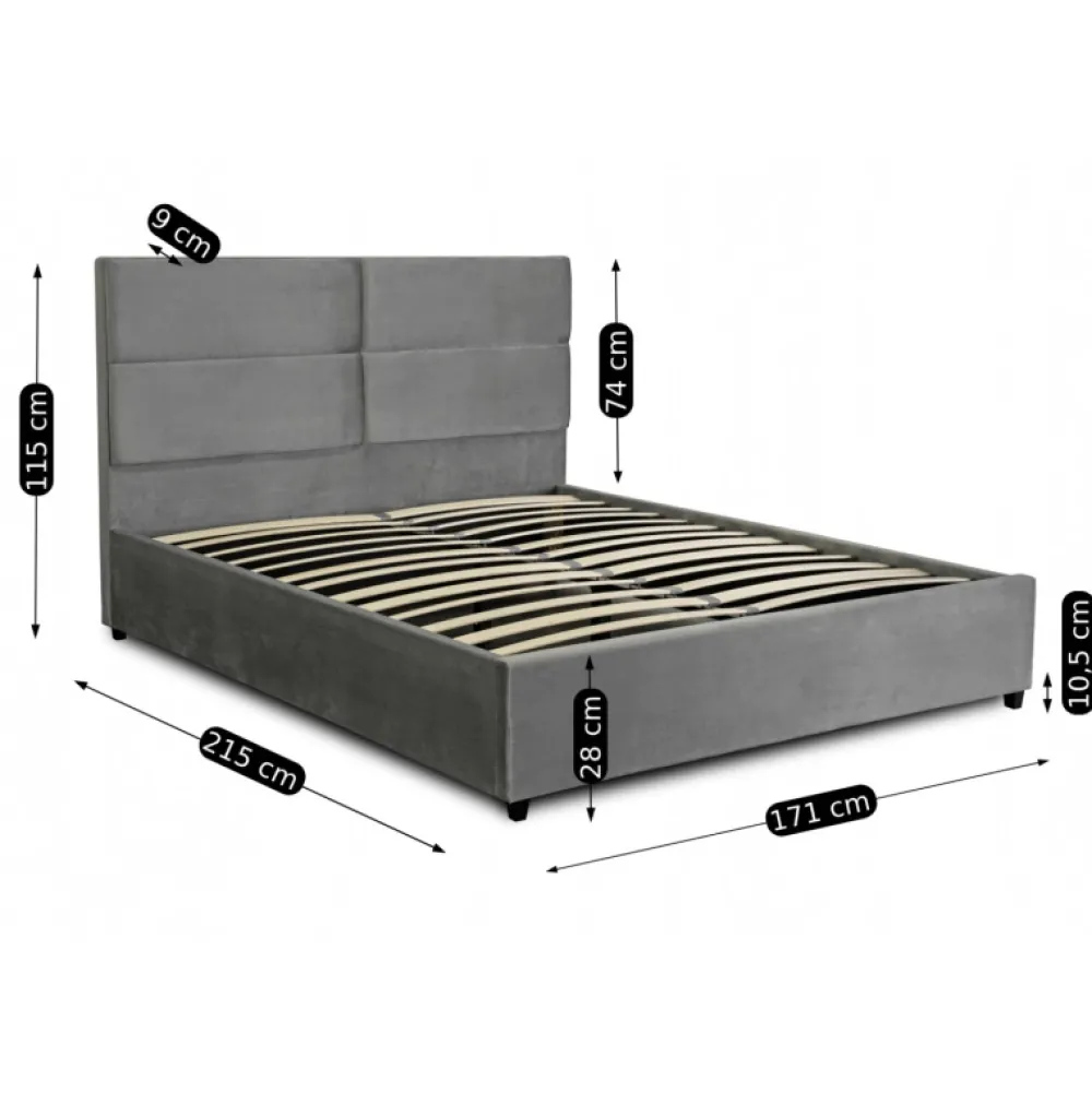 Łóżka Ze Stelażem|Łóżka Na Nóżkach>MEBEL ELITE Łóżko tapicerowane 160x200 dwuosobowe TAVONE szare