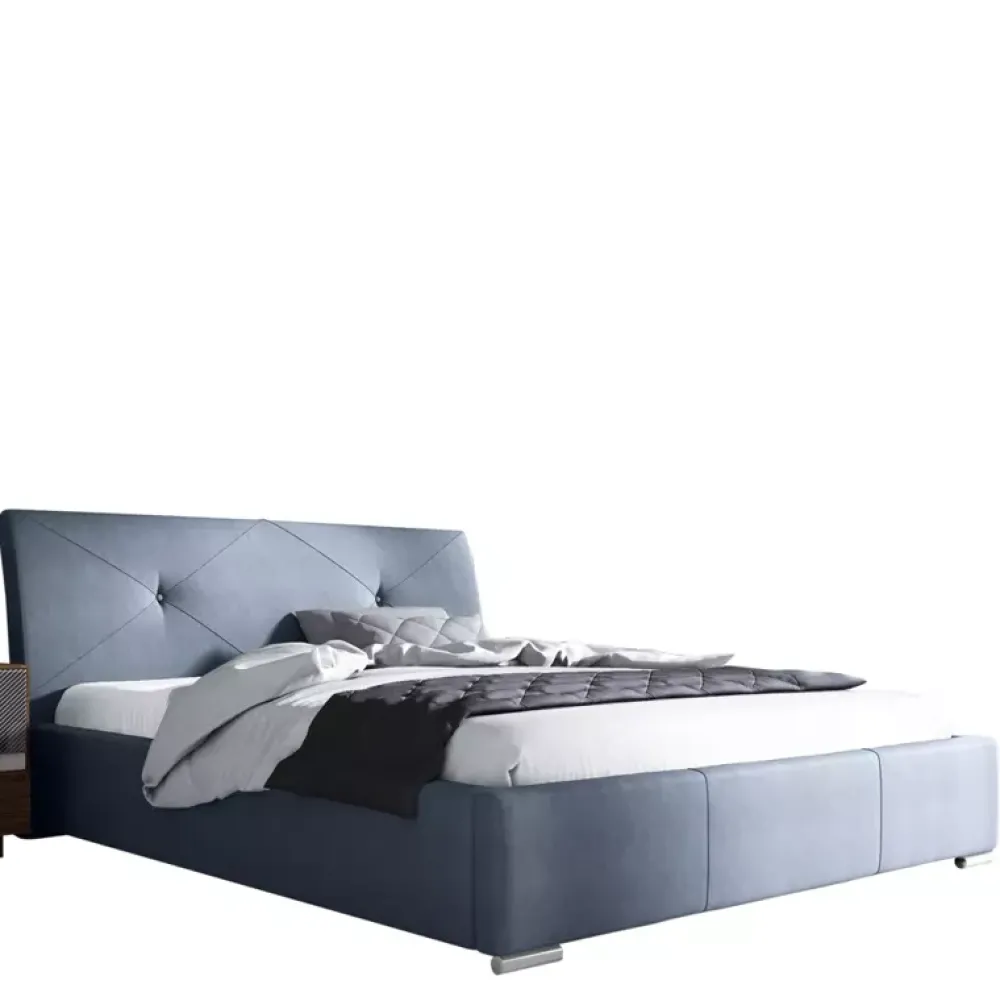 Łóżka Młodzieżowe|Łóżka Dwuosobowe>Gruszka Łóżko tapicerowane 160x200 granatowy welur MONTREAL