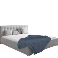 Łóżka Szare|Łóżka Dwuosobowe>Gruszka Łóżko tapicerowane 200x200 szare WIEDEŃ