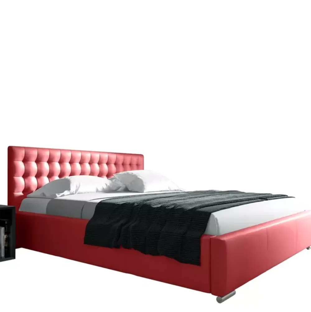 Łóżka Glamour|Łóżka Dwuosobowe>Gruszka Łóżko tapicerowane 180x200 z czerwonej ekoskóry PRAGA