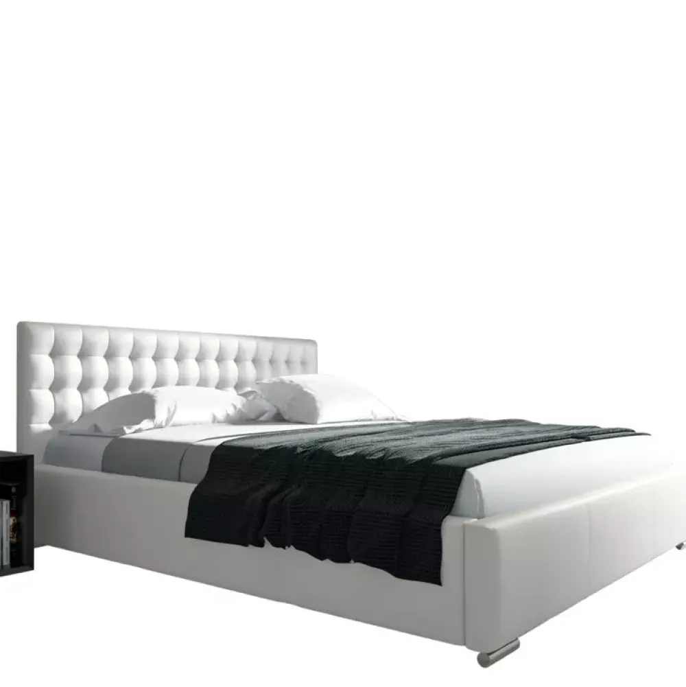 Łóżka Glamour|Łóżka Dwuosobowe>Gruszka Łóżko tapicerowane 180x200 z czerwonej ekoskóry PRAGA