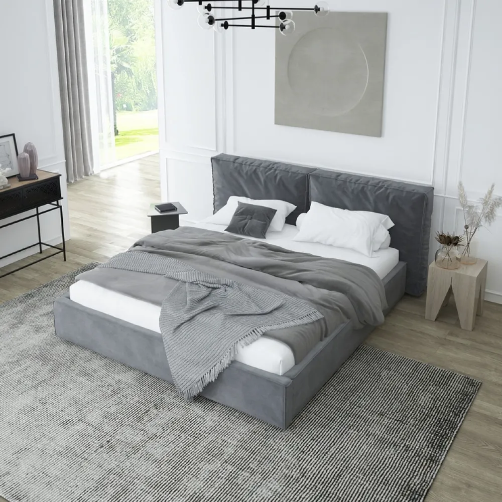 Łóżka Z Zagłówkiem|Łóżka Z Pojemnikiem>Laaph Studio Łóżko tapicerowane 180x200 z pojemnikiem PALISE