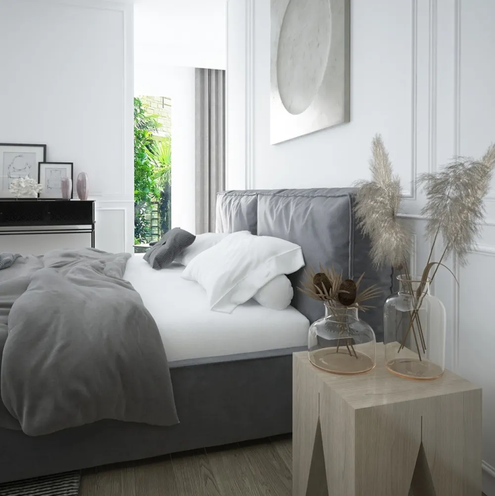 Łóżka Z Zagłówkiem|Łóżka Z Pojemnikiem>Laaph Studio Łóżko tapicerowane 180x200 z pojemnikiem PALISE