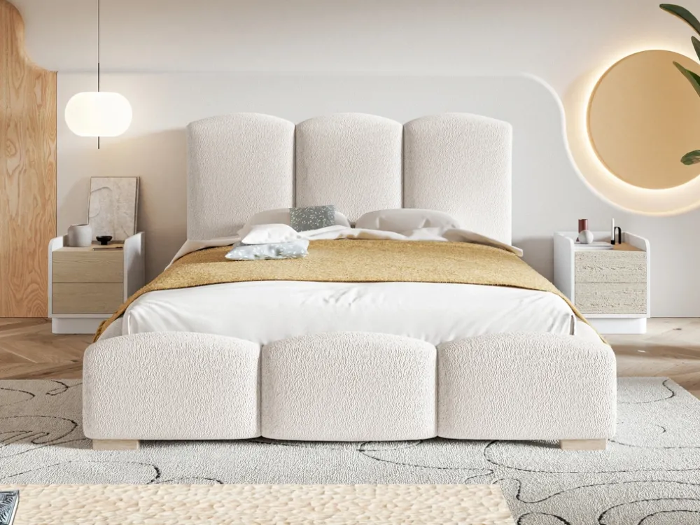 Łóżka Młodzieżowe|Łóżka Małżeńskie>Riban Łóżko tapicerowane z pojemnikiem na pościel 160x200 cm CERDI stelaż