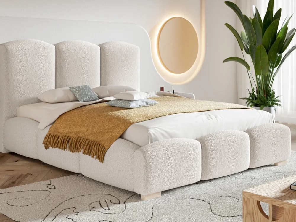 Łóżka Młodzieżowe|Łóżka Małżeńskie>Riban Łóżko tapicerowane z pojemnikiem na pościel 160x200 cm CERDI stelaż
