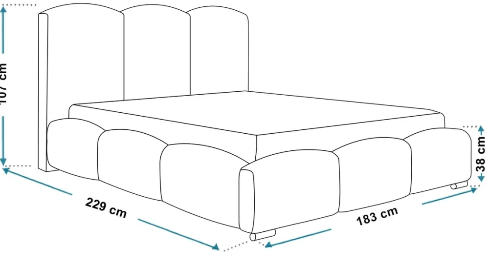 Łóżka Młodzieżowe|Łóżka Małżeńskie>Riban Łóżko tapicerowane z pojemnikiem na pościel 160x200 cm CERDI stelaż