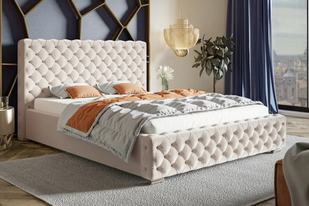 Łóżka Z Pojemnikiem|Łóżka Zielone>Riban Łóżko tapicerowane z pojemnikiem 200x200 cm QUINTE