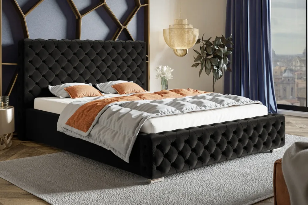 Łóżka Z Pojemnikiem|Łóżka Zielone>Riban Łóżko tapicerowane z pojemnikiem 200x200 cm QUINTE