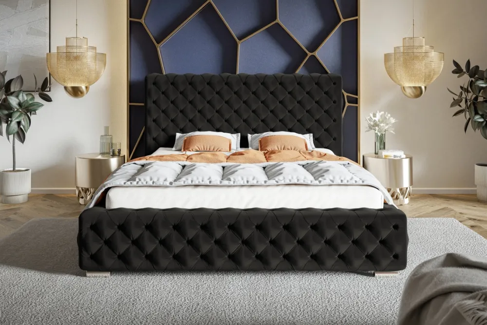 Łóżka Z Pojemnikiem|Łóżka Zielone>Riban Łóżko tapicerowane z pojemnikiem 200x200 cm QUINTE