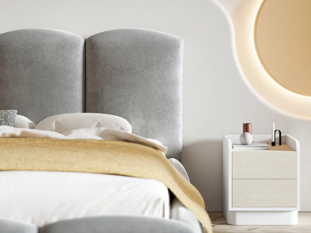 Łóżka Małżeńskie|Łóżka Ze Stelażem>Riban Łóżko tapicerowane z pojemnikiem na pościel 200x200 cm CERDI metalowy stelaż