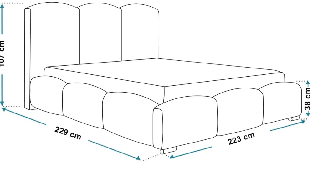 Łóżka Małżeńskie|Łóżka Ze Stelażem>Riban Łóżko tapicerowane z pojemnikiem na pościel 200x200 cm CERDI metalowy stelaż