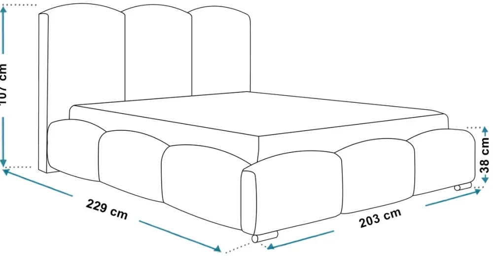 Łóżka Małżeńskie|Łóżka Ze Stelażem>Riban Łóżko tapicerowane z pojemnikiem na pościel 180x200 cm CERDI stelaż