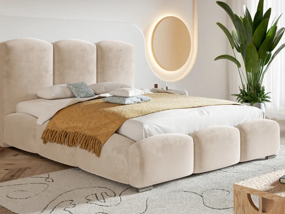 Łóżka Małżeńskie|Łóżka Ze Stelażem>Riban Łóżko tapicerowane z pojemnikiem na pościel 180x200 cm CERDI stelaż