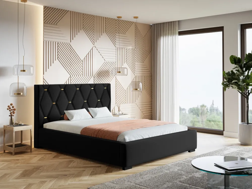 Łóżka Młodzieżowe|Łóżka Z Zagłówkiem>Riban Łóżko tapicerowane ze stelażem i pojemnikiem 160x200 cm HAPPE