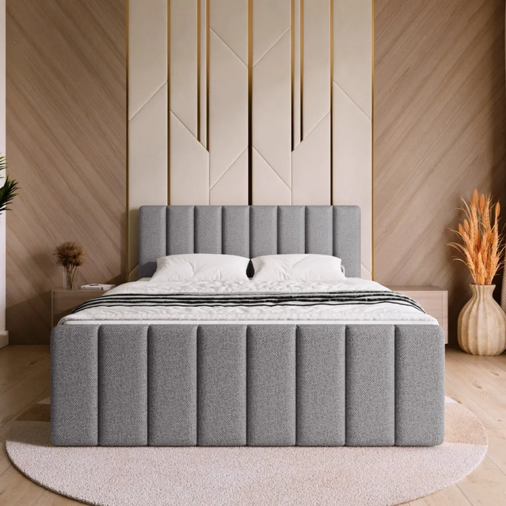 Meble Młodzieżowe|Łóżka Młodzieżowe>BROMARKT Łóżko 140x200 cm do sypialni kontynentalne z pojemnikiem DENVER DUO