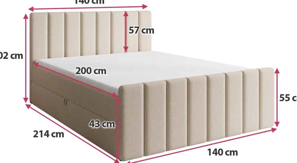 Meble Młodzieżowe|Łóżka Młodzieżowe>BROMARKT Łóżko 140x200 cm do sypialni kontynentalne z pojemnikiem DENVER DUO