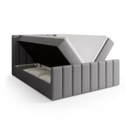 Łóżka Ze Stelażem|Łóżka Z Zagłówkiem>BROMARKT Łóżko 160x200 cm do sypialni tapicerowane z pojemnikiem DENVER DUO szare