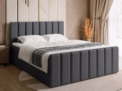 Łóżka Małżeńskie|Łóżka Ze Stelażem>BROMARKT Łóżko 180x200 cm do sypialni tapicerowane z pojemnikiem DENVER DUO szare