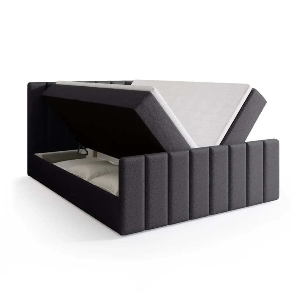 Łóżka Małżeńskie|Łóżka Ze Stelażem>BROMARKT Łóżko 180x200 cm do sypialni tapicerowane z pojemnikiem DENVER DUO szare