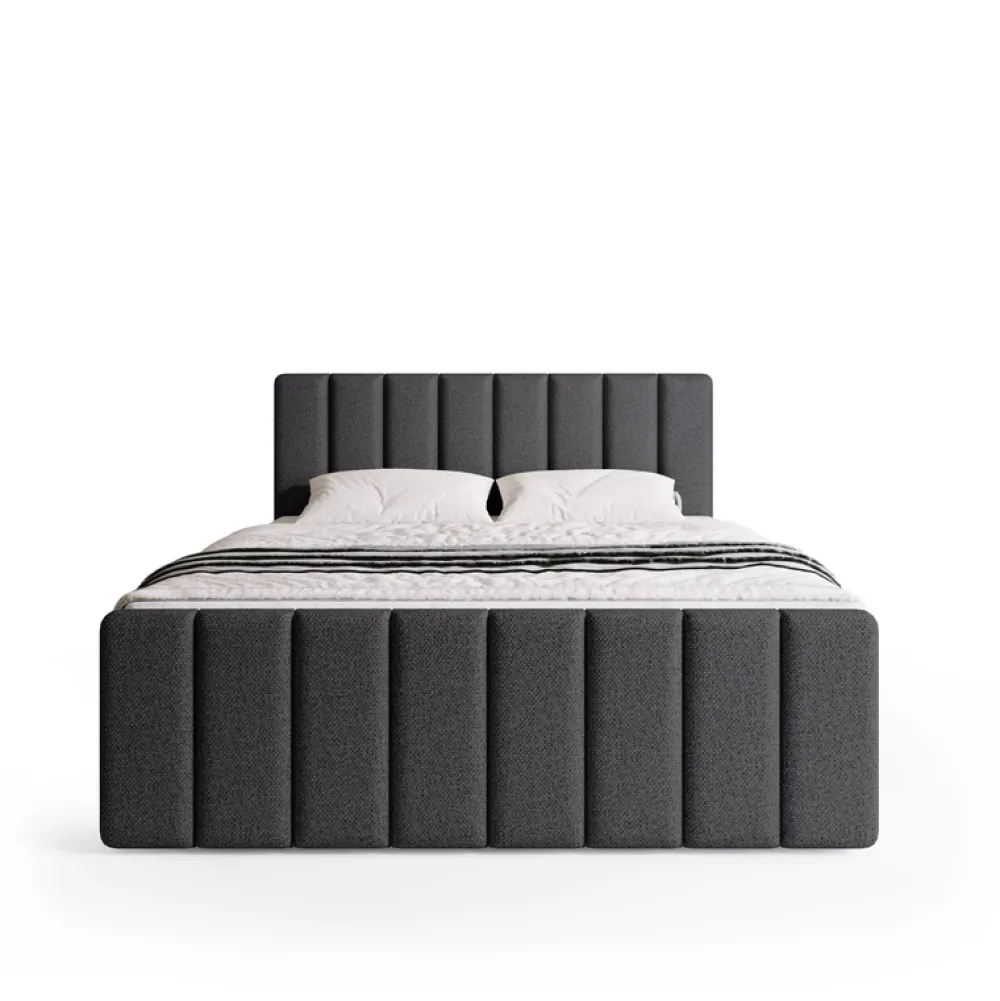 Łóżka Małżeńskie|Łóżka Ze Stelażem>BROMARKT Łóżko 180x200 cm do sypialni tapicerowane z pojemnikiem DENVER DUO szare