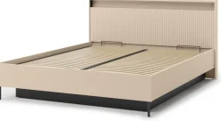 Łóżka Małżeńskie|Łóżka Ze Stelażem></noscript>lenart. Łóżko 160x200 cm do sypialni z pojemnikiem oświetlenie LED beżowe TREND