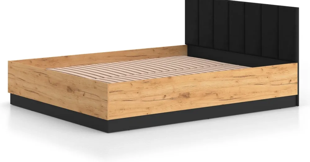 Łóżka Małżeńskie|Łóżka Ze Stelażem>ML Meble Łóżko 160x200 cm młodzieżowe ze stelażem flex i pojemnikiem dąb złoty craft UMIO