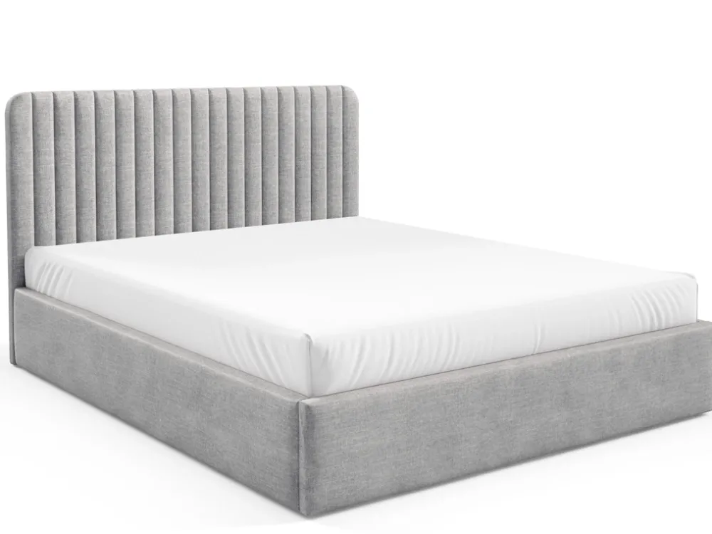 Łóżka Młodzieżowe|Łóżka Z Zagłówkiem>Gruszka Łóżko 160x200 cm tapicerowane z pojemnikiem BELIVO szare