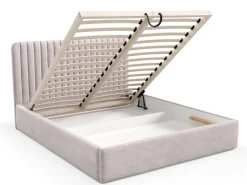 Łóżka Ze Stelażem|Łóżka Z Zagłówkiem>Gruszka Łóżko 140x200 cm z pojemnikiem tapicerowane BELIVO miętowe