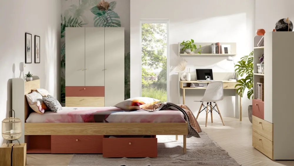 Łóżka Dziecięce|Łóżka Z Zagłówkiem>JUREK Łóżko 90x200 cm ze stelażem do pokoju młodzieżowego YOKO