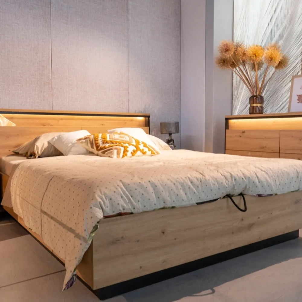 Łóżka Małżeńskie|Łóżka Ze Stelażem>lenart. Łóżko 180x200 do sypialni QUANT dąb artisan loft