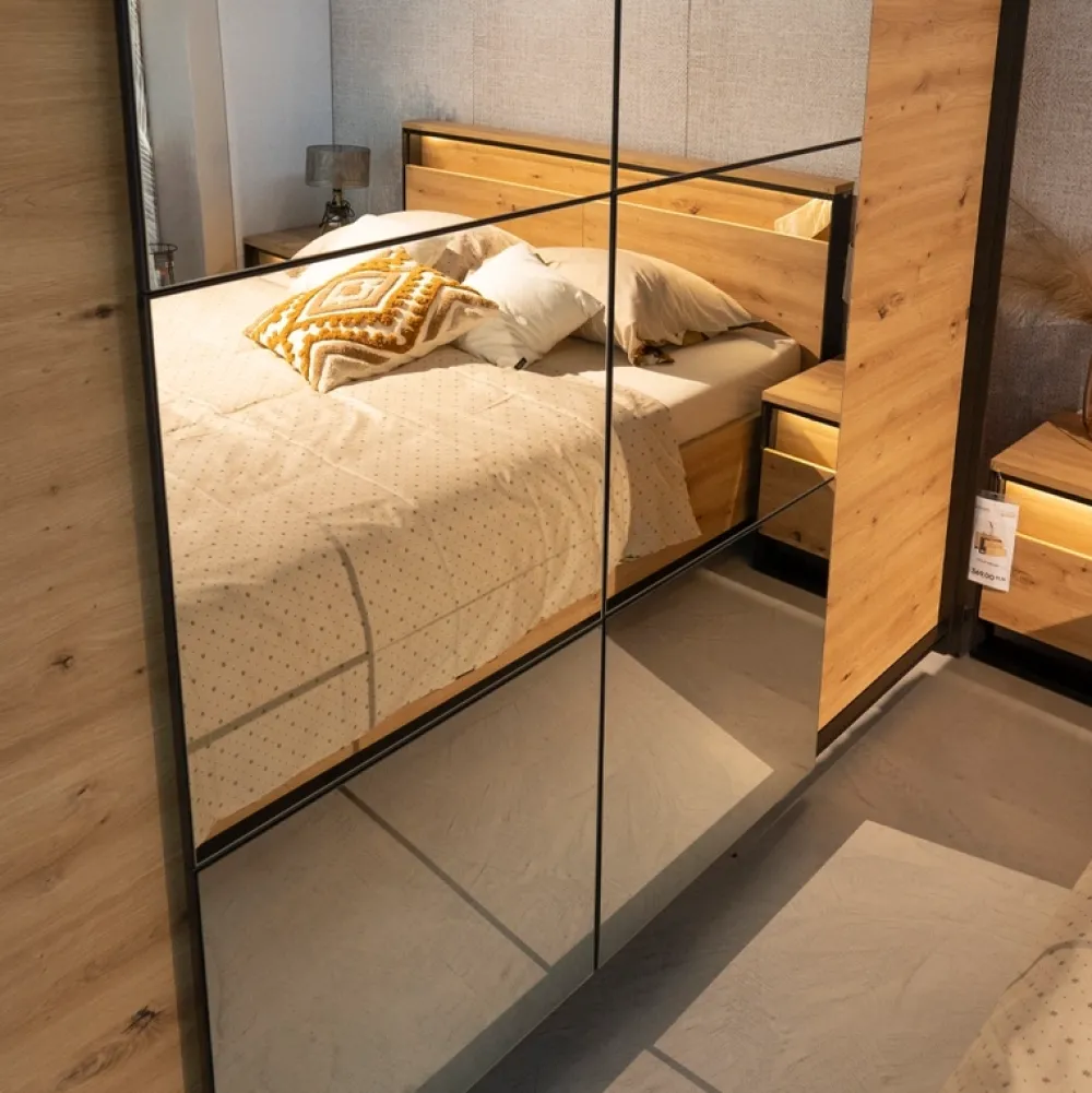 Łóżka Małżeńskie|Łóżka Ze Stelażem>lenart. Łóżko 180x200 do sypialni QUANT dąb artisan loft