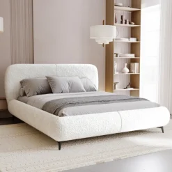 Łóżka Ze Stelażem|Łóżka Na Nóżkach>UNISTYL MEBLE Łóżko 200x200 do sypialni tapicerowane MALI białe