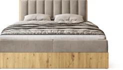 Meble Młodzieżowe|Łóżka Młodzieżowe></noscript>BROMARKT Łóżko 140x200 kontynentalne do sypialni LOFT II z pojemnikiem dąb artisan