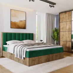 Meble Młodzieżowe|Łóżka Młodzieżowe>BROMARKT Łóżko 140x200 kontynentalne do sypialni LOFT II z pojemnikiem dąb lefkas