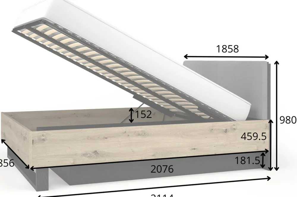 Łóżka Małżeńskie|Łóżka Ze Stelażem>MEBLOSIEK Łóżko 180x200 sypialniane UTOPIA z pojemnikiem i podnośnikiem