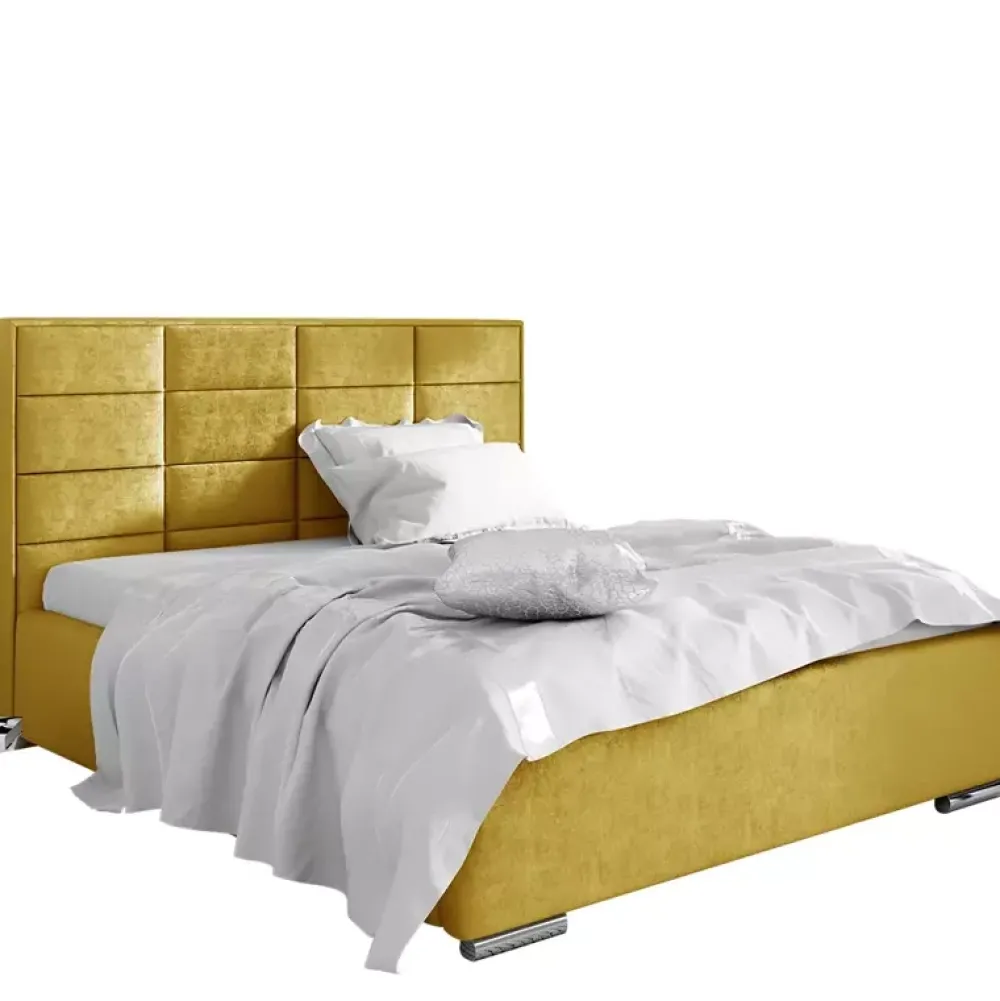 Łóżka Młodzieżowe|Łóżka Z Zagłówkiem>Gruszka Łóżko z tapicerowanym zagłówkiem 160x200 beżowe CARACAS