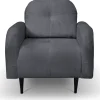 Fotele>LASKI Komfortowy szary fotel sztruksowy do salonu OBLAK