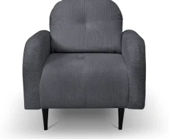 Fotele>LASKI Komfortowy szary fotel sztruksowy do salonu OBLAK