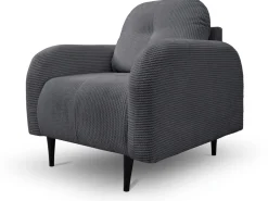 Fotele></noscript>LASKI Komfortowy szary fotel sztruksowy do salonu OBLAK