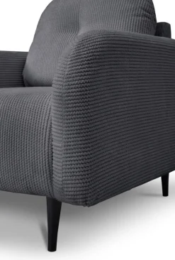 Fotele></noscript>LASKI Komfortowy szary fotel sztruksowy do salonu OBLAK