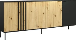 Zestawy Mebli Do Salonu|Komody>MEBLOSIEK Komoda 220 cm czterodrzwiowa RUSTICA do salonu czarna