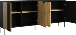 Zestawy Mebli Do Salonu|Komody>MEBLOSIEK Komoda 220 cm czterodrzwiowa RUSTICA do salonu czarna