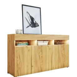 Zestawy Mebli Do Salonu|Komody>BROMARKT Komoda 140 cm PREMIUM dąb craft złoty